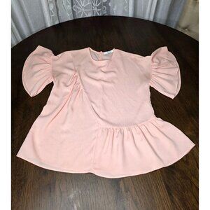 RO&DE Womens XS Blouse Pink Short Sleeve Ruffle